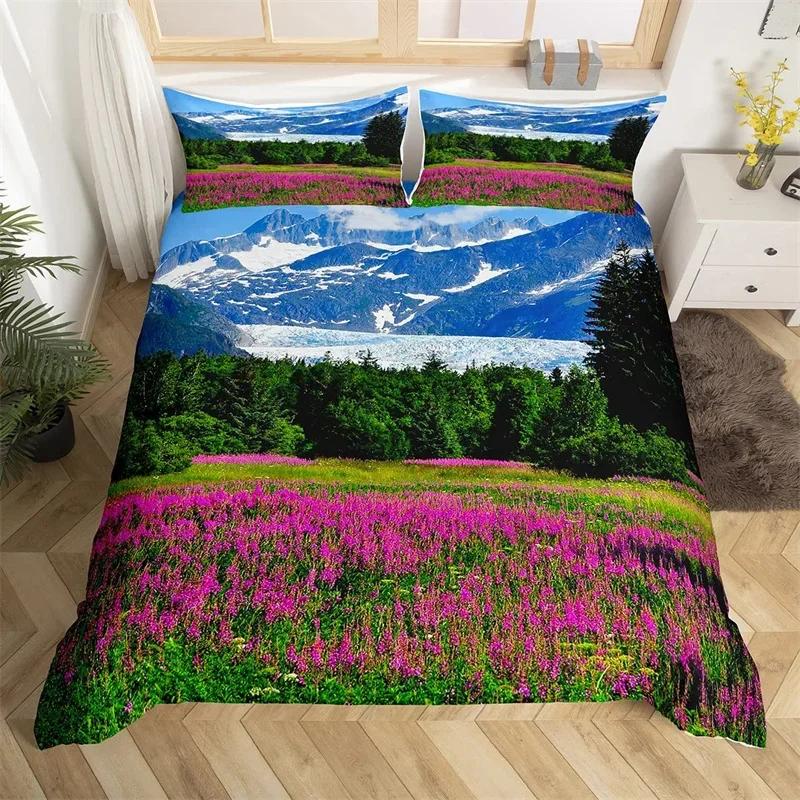 Comforter Natural Landscape Single Twin King Waterfall Bedding Set Polyester Mountains River Comforter For Boys Girl