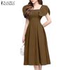 Women Square Neck Summer Casual Sleeveless Dress