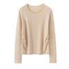 Crew Neck Diamond Waist Design Cashmere Sweater New Versatile Pullover Loose Casual Knitted Cashmere Sweater