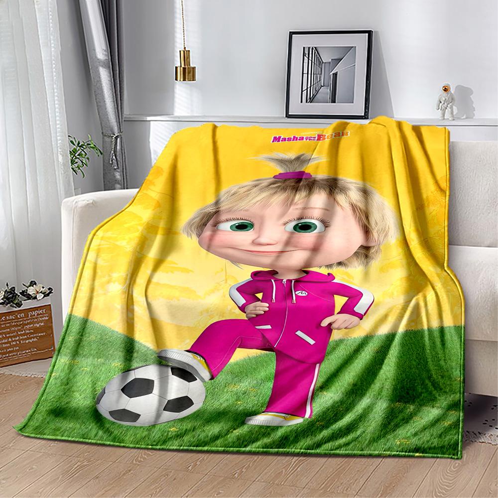 Masha Bear Blanket Durable Comfort Great for Office Chair Livingroom Bed for All Occasions Stylish Decor Gift for Travel Home Birthdays