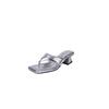 Fashion New Summer Slippers Flip-flops Slippers for Women Fashion Square Toe Chunky Heels Ladies Shoes Beach Slippers Sandals Silvery