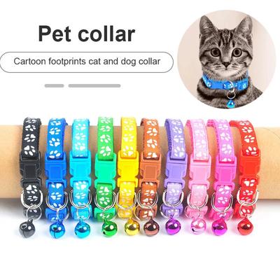 New 1Pc Colorful Cute Bell Collar Adjustable Buckle Cat Collar Pet Supplies Footprint Personalized Kitten Collar Small Dog Acces