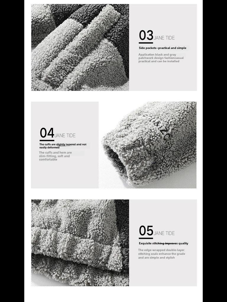 Pánská bunda z jehněčí kůže nového stylu s polárním fleecem