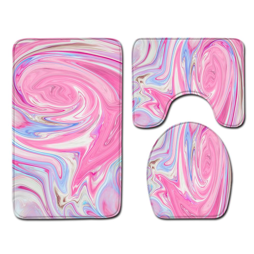 Marmorstrukturierte Toilette Dreiteilige Bodenmatte Fußmatte Badezimmerteppich