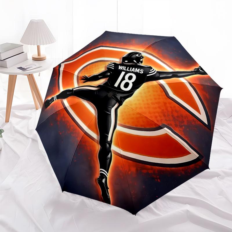 Printed Chicago Bears logo Folding Umbrella,Outdoor,Leisure,And Travel Umbrella,Durable Umbrella Fabric,Birthday And Holiday Gift