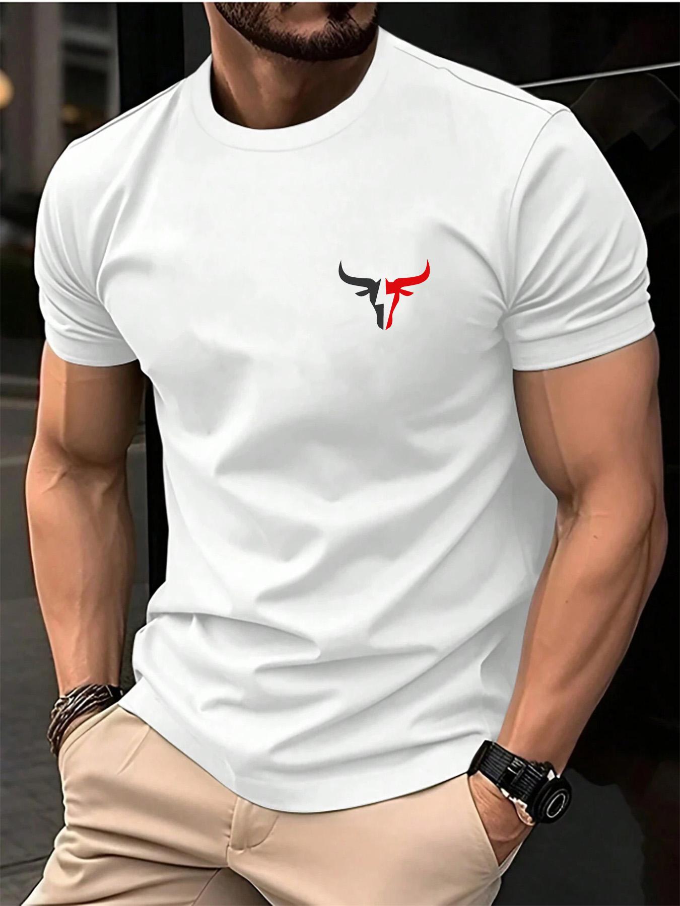 

Summer men s 100 cotton casual loose plus size bull pattern printed sports comfortable round neck short sleeved T-shirt top 5XL різнокольоровий