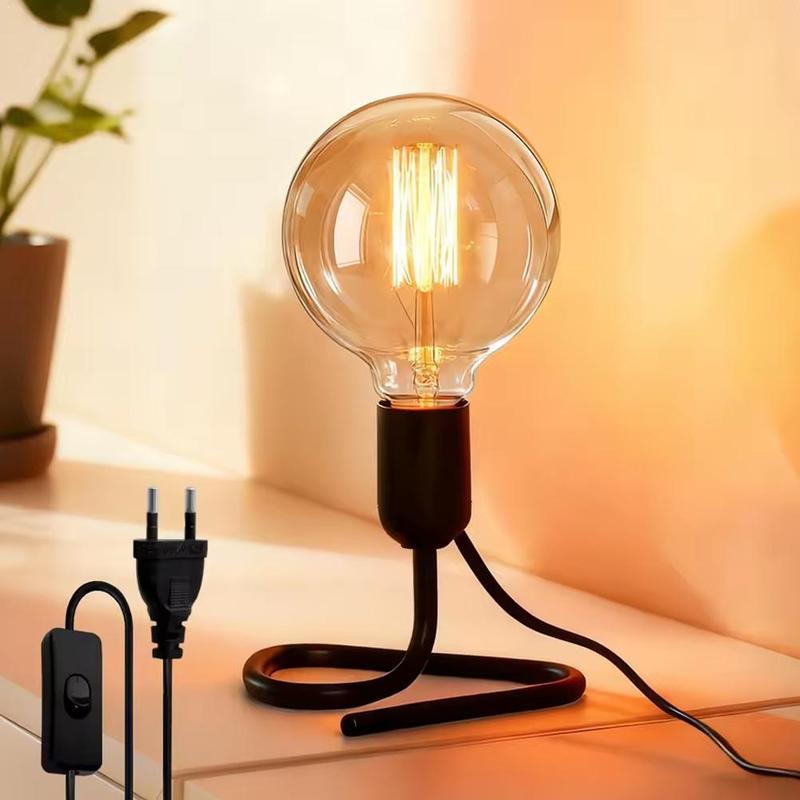 EU/US Plug E27 E26 Lamp Base Holder With Switch Vintage Table Lamp Bedside Lamp Night Light For Bedroom Living Room Decor