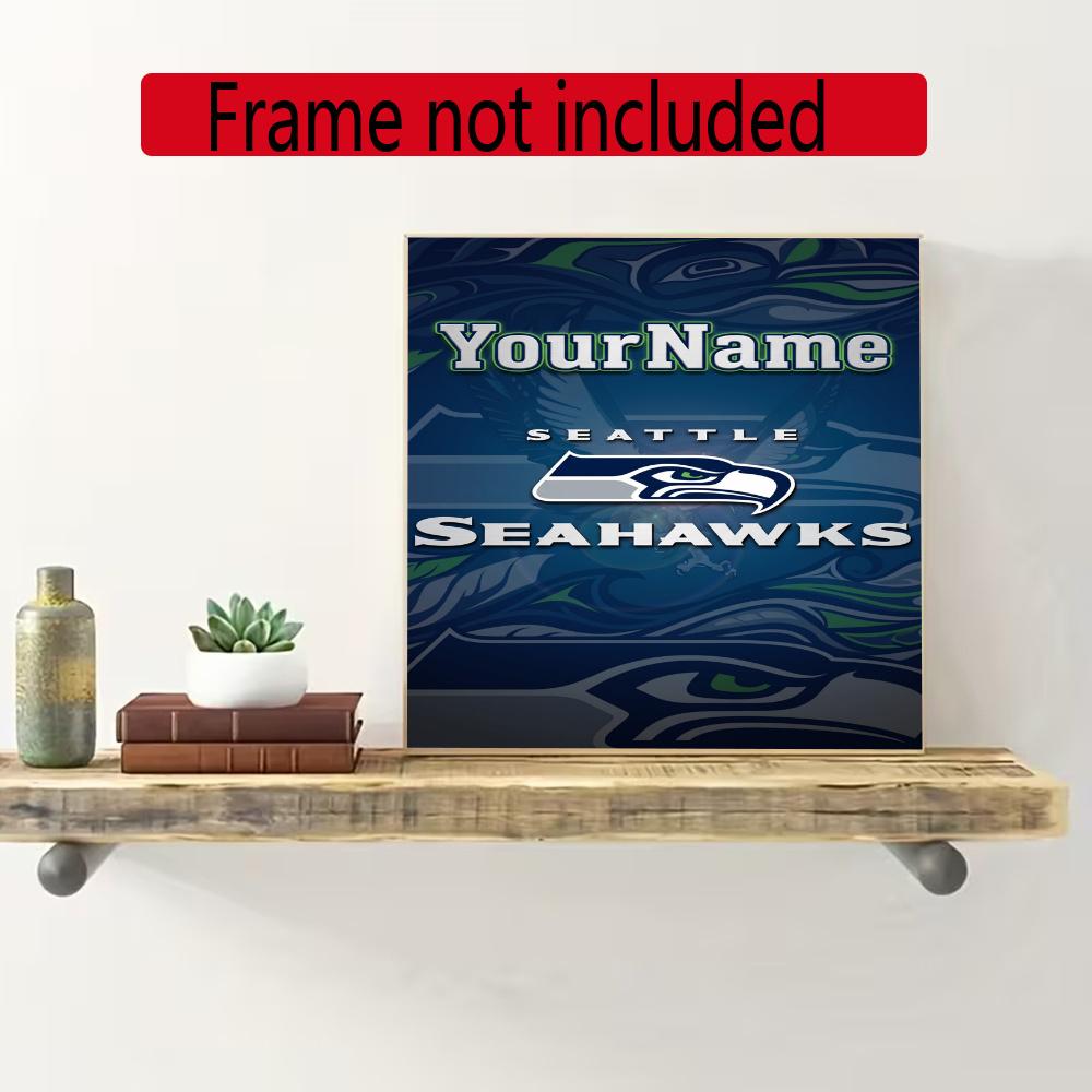 Seattle Seahawks Customize Your Name Diamond Painting Round Diamond Diy Frameless Holiday Artwork Suitable For Home Office Wall Decoration