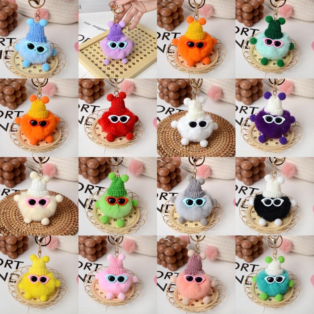 Cute Fluffy Elf Car Keychain With Real Rabbit Fur Ball