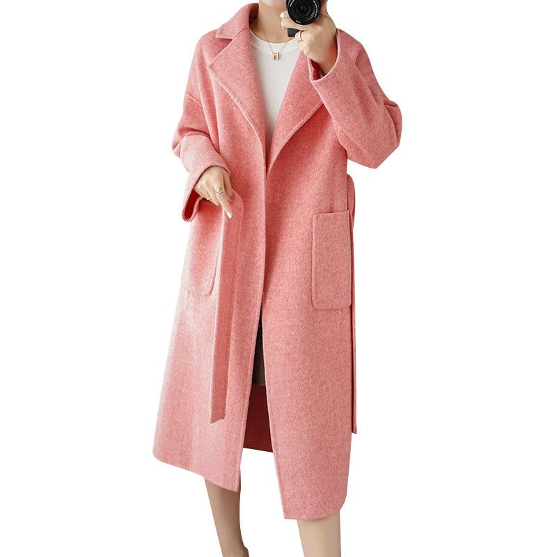 Autumn and winter new double-sided woolen cashmere coat women's medium and long fashion loose wool coat women's clothing
