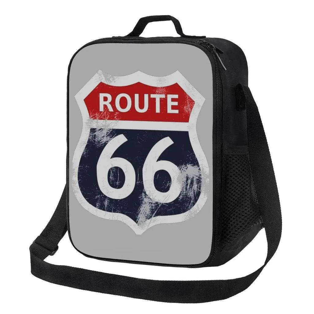 Motorcycle Ride Route 66 Insulated Lunch Bags for US Numbered Highways Resuable Thermal Cooler Food Lunch Box Work School Travel