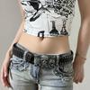 Versatile Skull Belt Casual Snap on Waist Belt Fashion Rivet Belts  Unisex