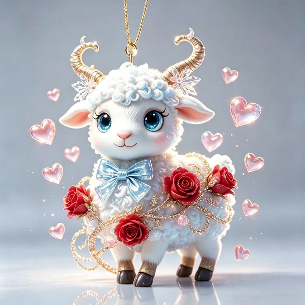 2D Flat Goat Hanging Ornament Set Shining Christmas Tree Ornament  Holiday Party Decor