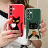 Cute Coffee Cat Clear Mobile Phone Case for Samsung Galaxy S25 S24 S23 S22 S21Plus FE Ultra Colorful Cover