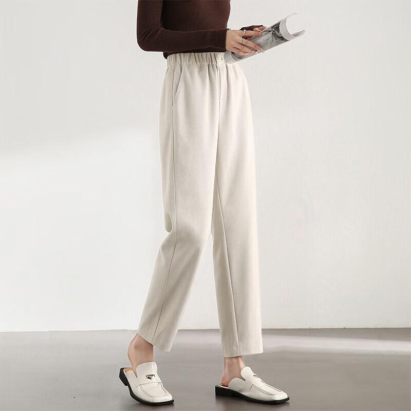 Shangdou Bila Women's Winter Cropped Wool Blend Casual Pants