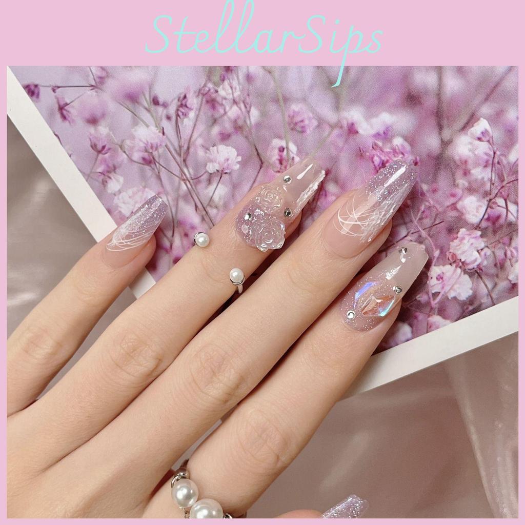 Trendy Gradient Glitter Nail Stickers Xs-l Sizes Sparkling Gems