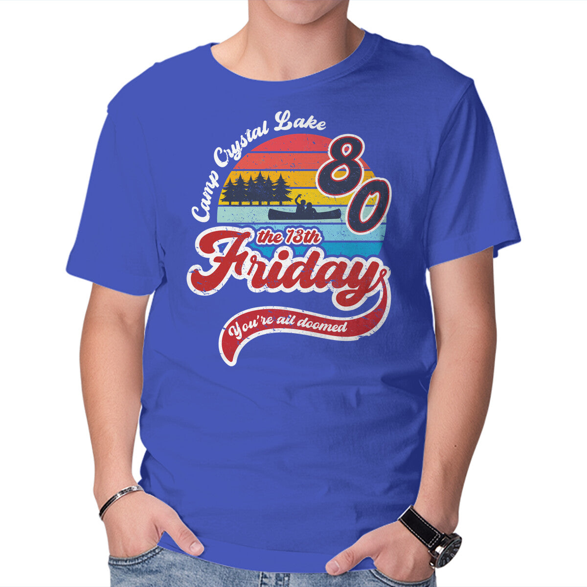 Unisex Crew Neck T-Shirt Friday 1980 Graphic Short Sleeve Casual Tee L
