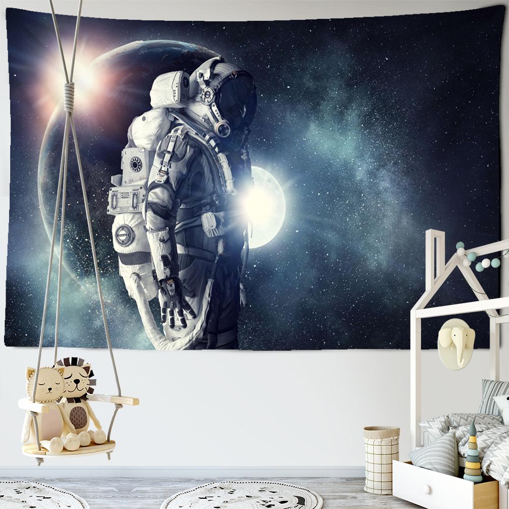 Cosmonaut Celestial Body Tapestry Wall Hanging Fantasy Universe Science Hippie Living Room Printing Room Decor
