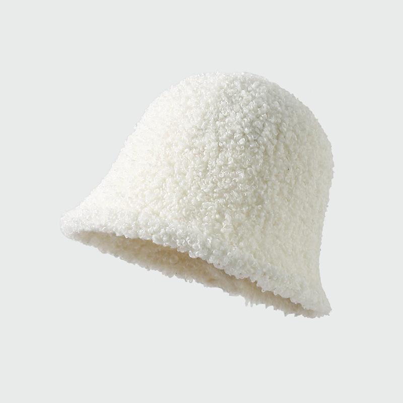 

Женская шляпа Шляпа-ведро из овечьей шерсти Осенне-зимняя утолщенная теплая шляпа-ведро Ретро шляпа-ведро One Size