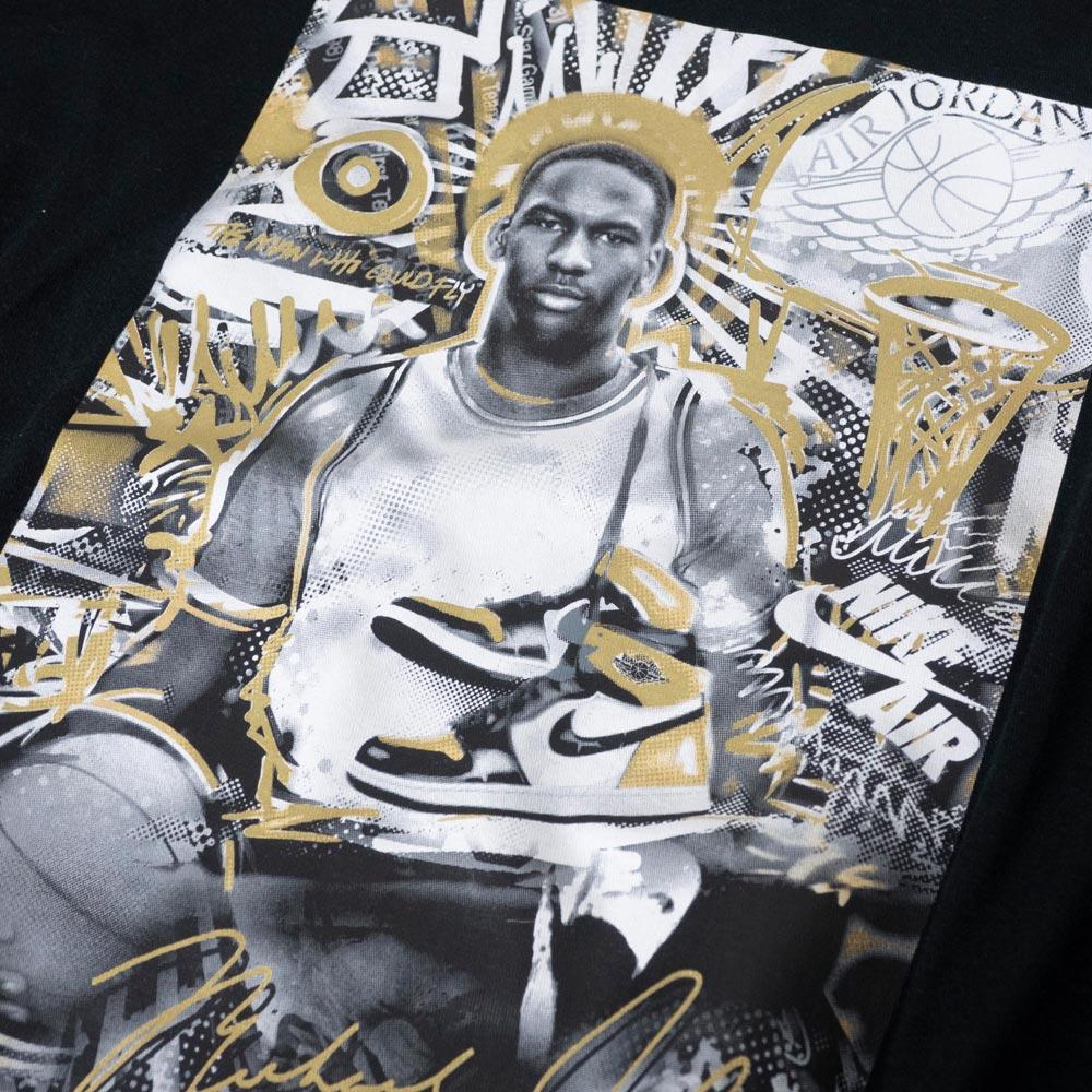 Nike Air Jordan Retro 1 Gold Top 3 Tee Black Men Streetwear BQ3785-010