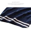 In-Stock British Style JK Uniform V-Neck Color Block Cable Knit Sweater Vest for Men & Women