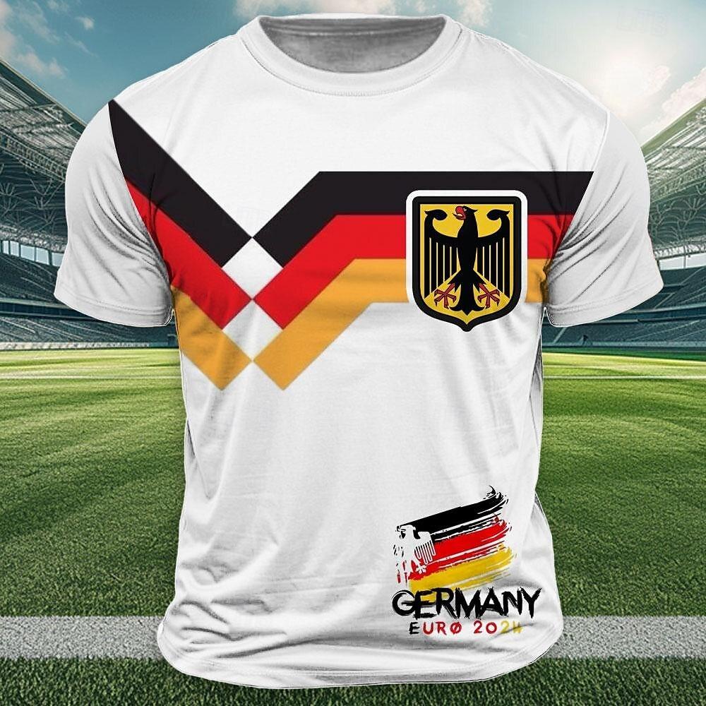 Germany National Flag Print T Shirt For Men Summer Jersey Sports Casual O-Neck Loose Short Sleeve Deutschland M