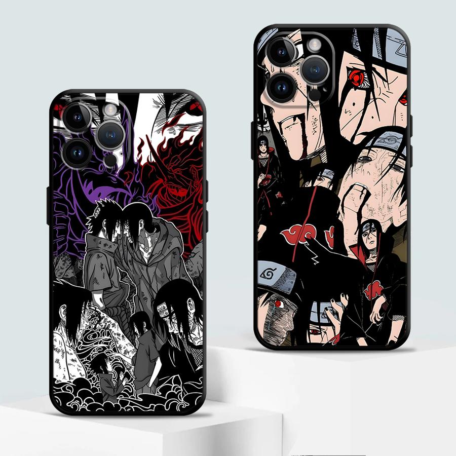Case for iPhone 7 8 13 12 11 Pro Max XS Max 15 16 14 Plus XR Black Soft Phone Cover Anime Man Itachi