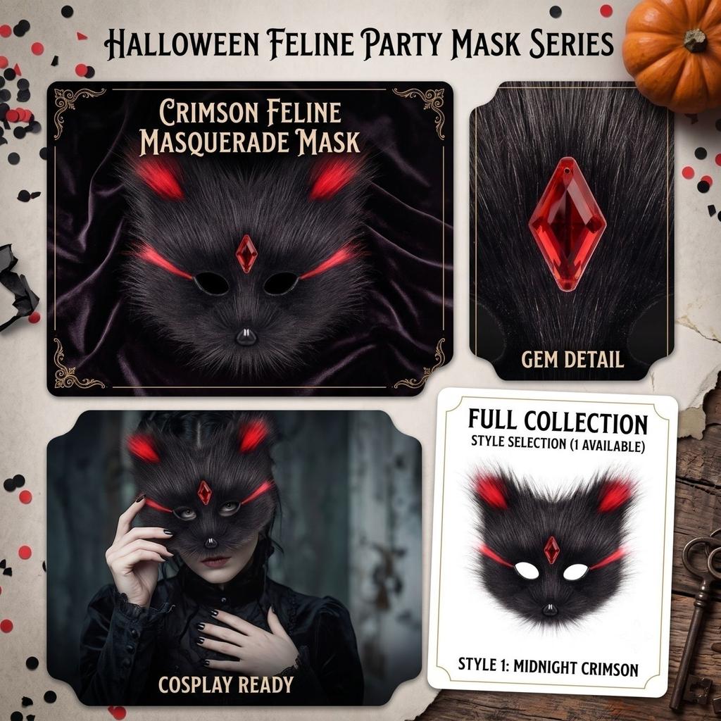 Jeweled Plush Half Face for Halloween Masquerade Ball Costume