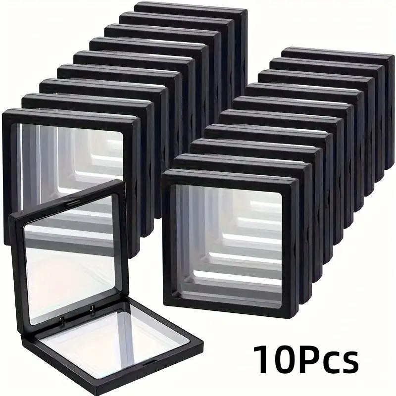 20 Stück Clearview 3D Schwebende Display-Boxen Staubdichte Acryl Schmuckaufbewahrungsbox mit Elastischer Folie Transparenter Hängender Organizer