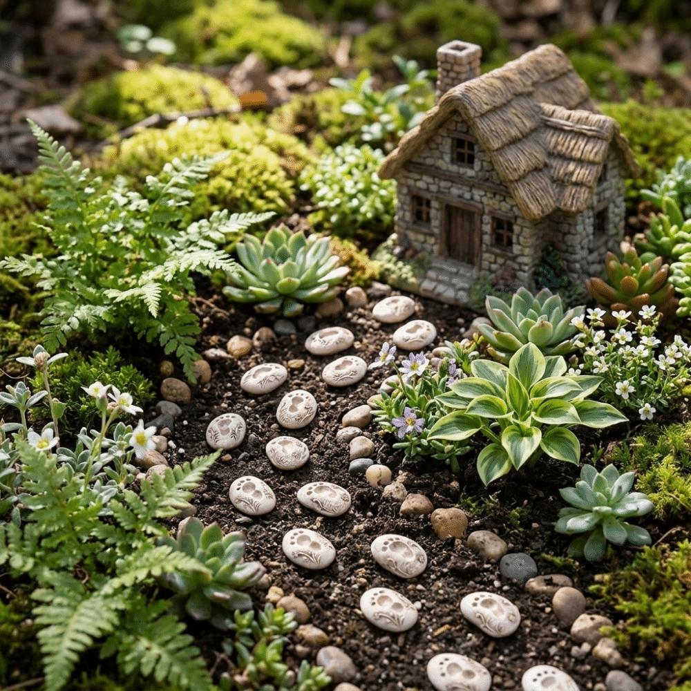 20PCS Small Footprint Paving Stones Resin Potted Footprint Ornament Pathway