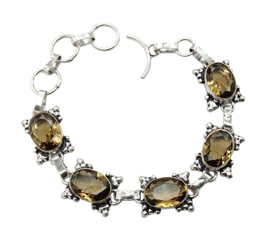 Citrine Gemstone Silver Plated Handmade Bracelet Jewelry BR 05