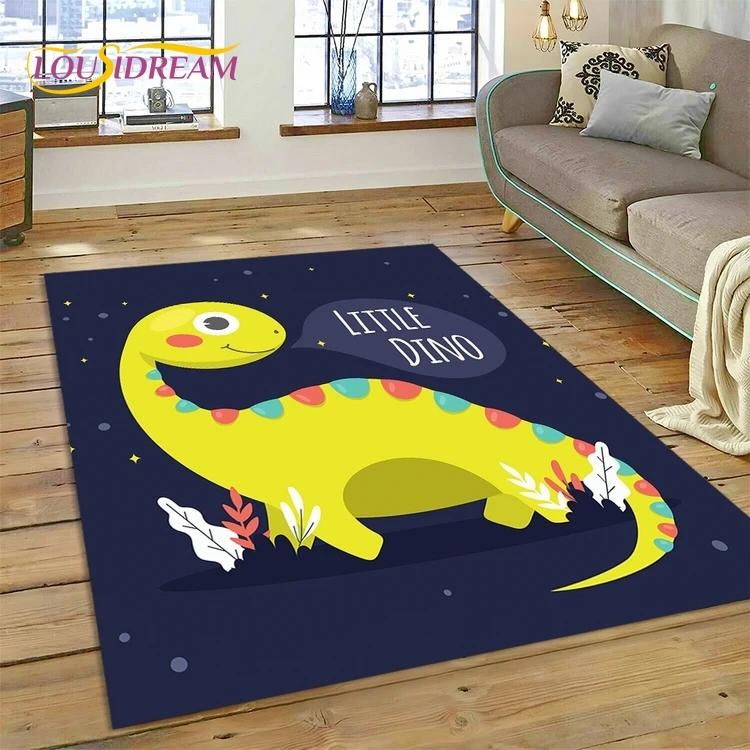 3D Cute Dino Cartoon Dinosaur Space Carpet Rug for Bedroom Living Room Home Sofa Decoration,Children Game Large Decor Floor Mat