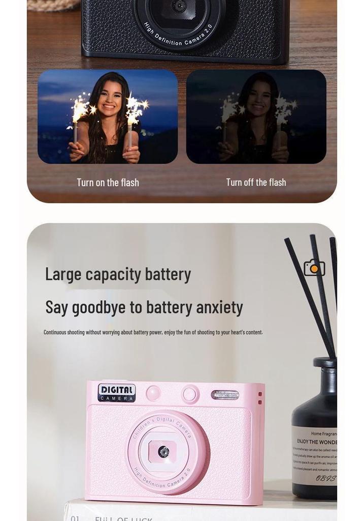 Retro 50MP High-Definition Portable CCD Digital Camera with Self-Timer for Students and Travel