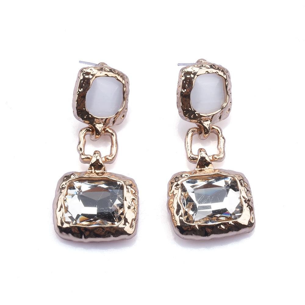 

Green Square Elegant Gemstone Earrings S925 Metal Stud Earrings Fashionable Ear Accessories Women For StyleC