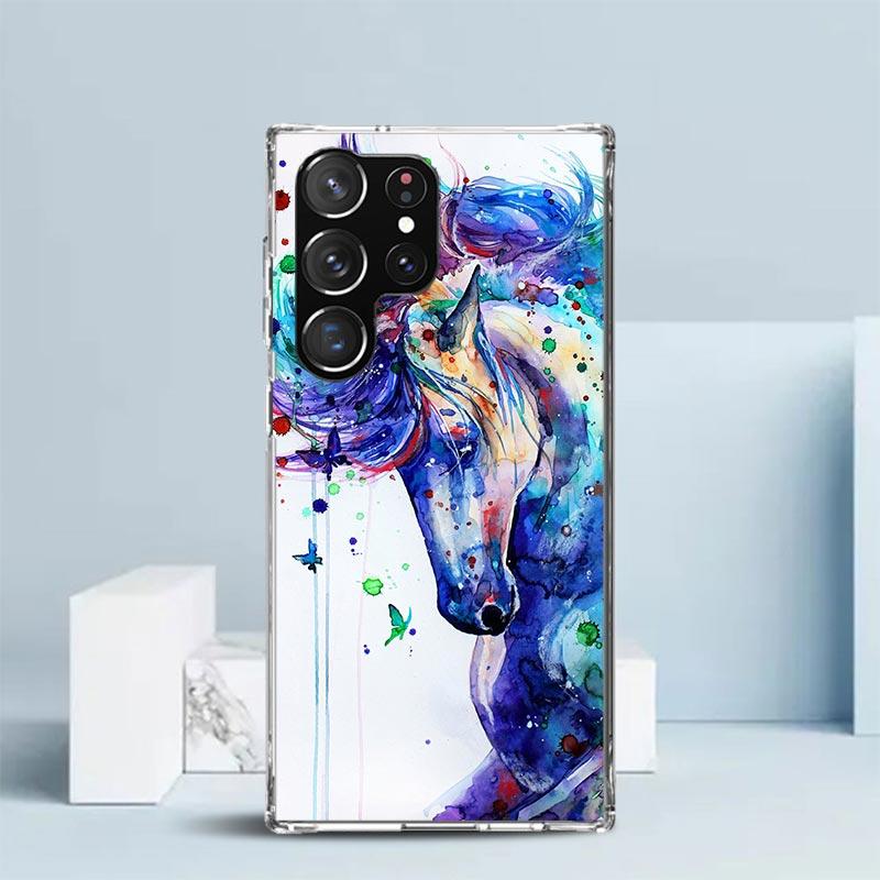 

Animal Oil Painting Horse Phone Case For Samsung Galaxy S24 S25 Edge S26 Ultra S22 S23 Plus S21 + S20 FE Soft TPU Back Cover Gal Samsung S21 Plus