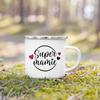 Super Papy Mamie Print Enamel Mug Creative Coffee Cups Drinks Water Milk Cup Enamel Mug Home Drinkware Gifts for Grandma Grandpa