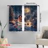 2pcs 2D flat printing Merry Christmas Scene Curtains Modern Christmas Scenes Polyester Fabric Without Electricity Festive