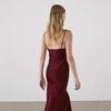 European & American Women's Autumn Burgundy Draped Sling Dress - Elegant & Lazy French Style