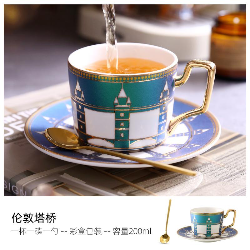 British Light Luxury Ceramic Coffee Cup European Small Luxury Coffee Cup Saucer Set Household High-End Cup Water Cup