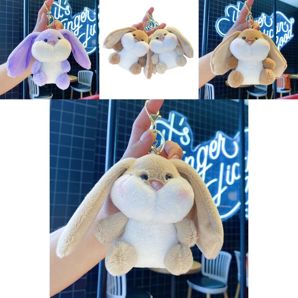 Cute Rabbit Plush Toy With Silver Keyring For Bag Accessory And Collection