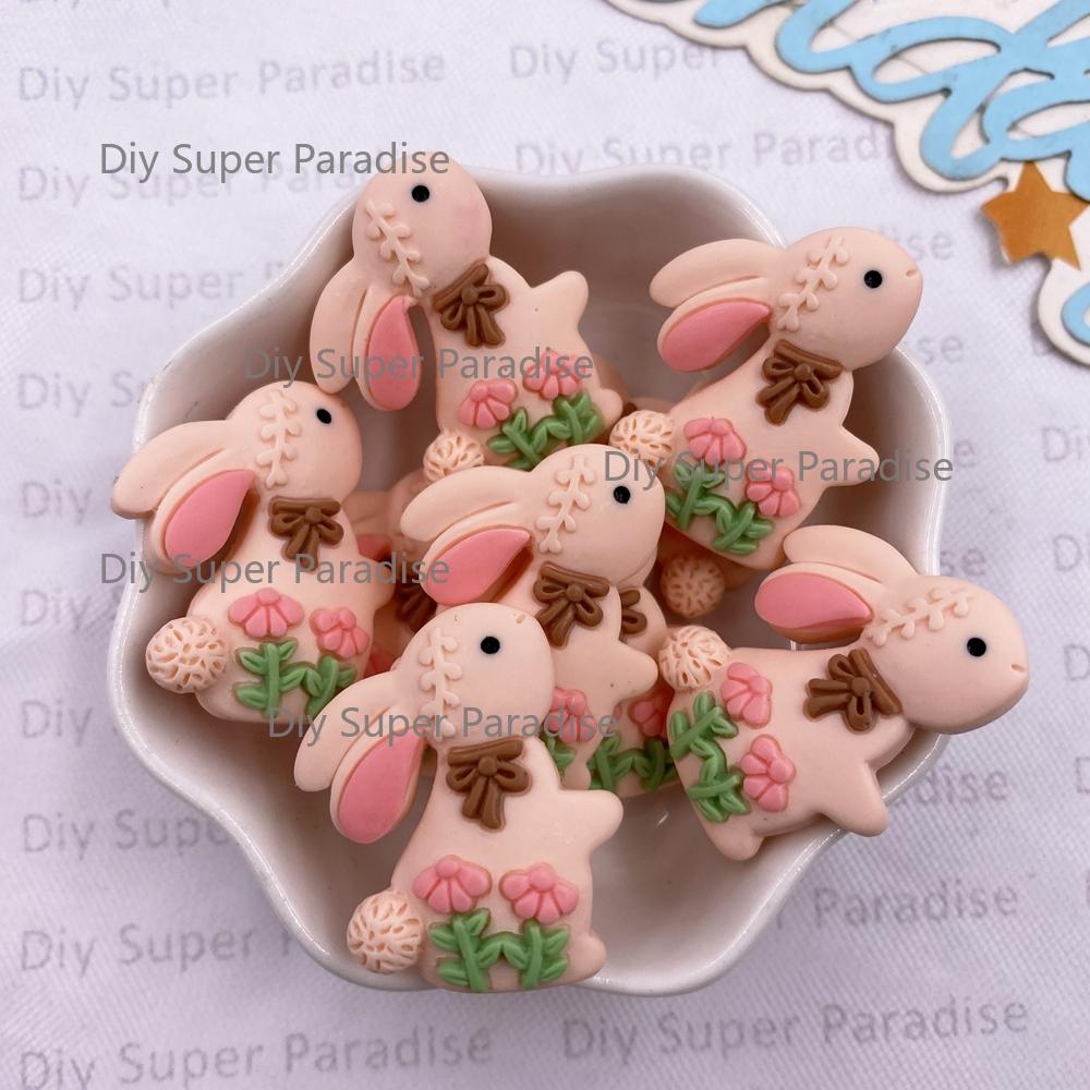 

10Pcs Resin Cute Colorful Bowknot Flower Rabbit Flat back Cabochon Stone Figurine Christma Decor Accessorie DIY Scrapbook Crafts