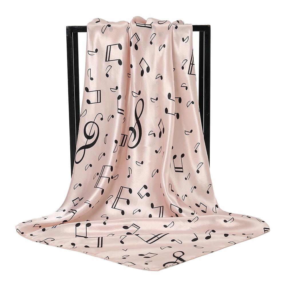 90*90Cm Fashion Luxury Silk Scarf Women Brand Designer Music NOTE Square Silk Shawls Pashmina Ladies Wraps Scarves