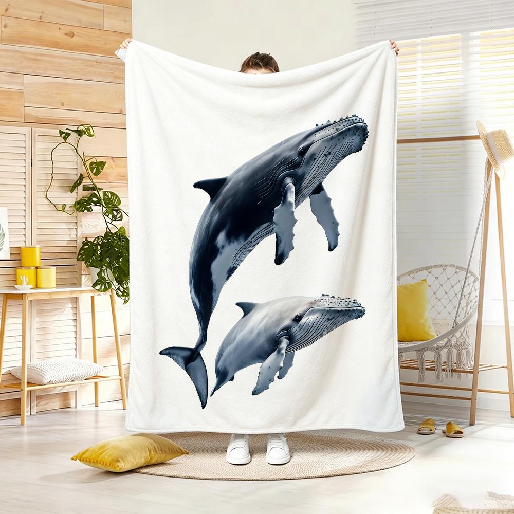 Anime Whale Throw Lightweight G Flannel Blanket Soft Skinfriendly for Summer Cooling