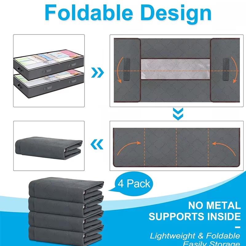 1pc Non-woven Underbed Quilt Storage Bag Large Capacity Foldable Clothing Sorting Bag Dustproof Storage Box Wardrobe Organizer