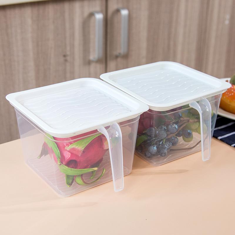 Large-capacity Kitchen Refrigerator Storage Box with Lid Handle Plastic Sealed Fresh-keeping Box Food Storage Containers