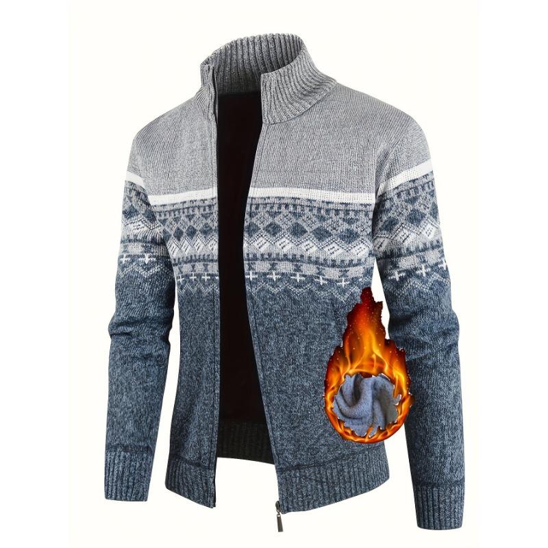 Herrenmode Rollkragen Dickes Samt Business Casual Outfit Hombre Elegante Slim Jacke Strickjacke Pullover