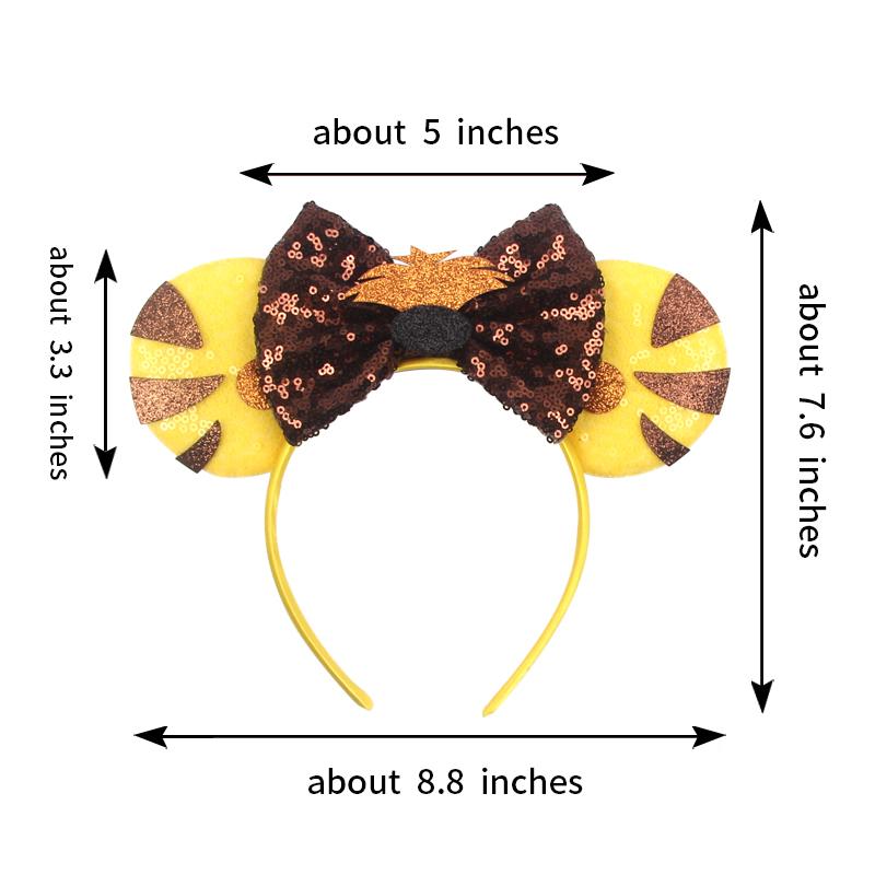 Cartoon Character Mouse Ears Headband Sequins 5" Bow Hairband For Girls Children Festival Party DIY Hair Accessories Gift