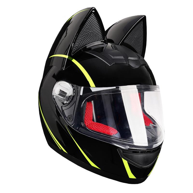 Dámská motocyklová helma na celou tvář s kočičími oušky - Univerzální pro všechna roční období