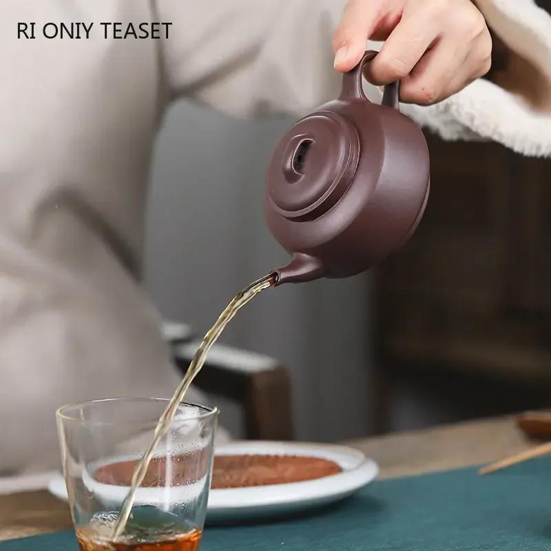 230ml Chinese Yixing Purple Clay Teapots Handmade Tea Pot Raw Ore Purple Mud Beauty Tea Infuser Kettle Zisha Tea Set Teaware