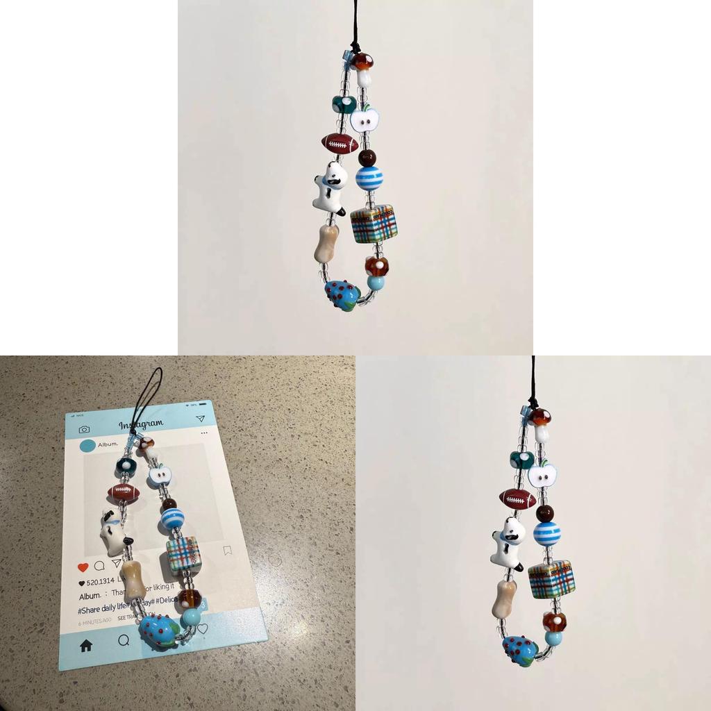 Ceramic Dog Beaded Phone Lanyard With Pvc Cord For Men And Women